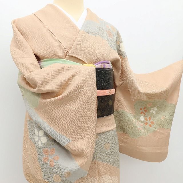 百華Y5737 美品 着物 梅 紅葉 正絹 手縫い仕立て 訪問着　