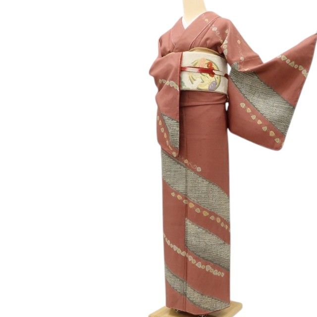 百華Y5739 新品 仕付け糸付 作家物落款 絞り 着物 正絹 紬訪問着