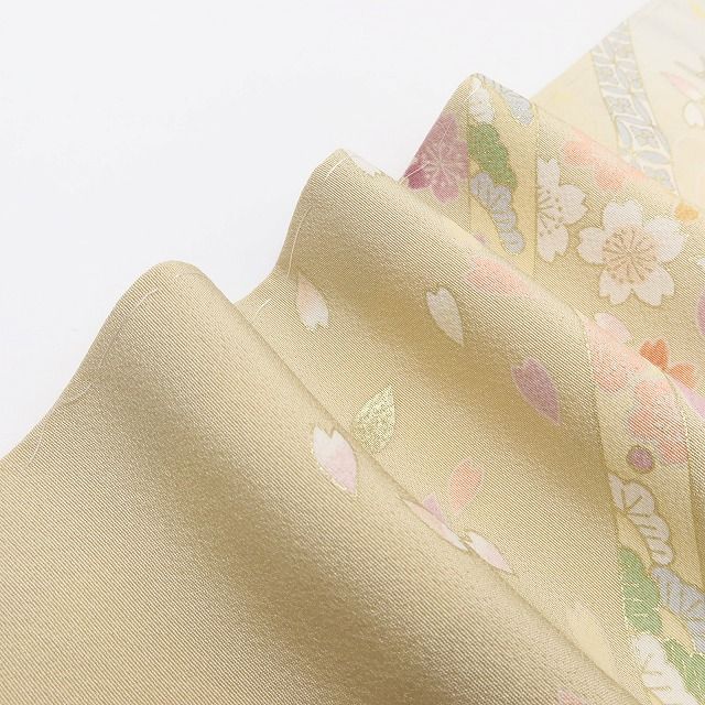 百華Y5747 新品 仕付け糸付 金駒刺繍 着物 正絹 手縫い仕立て 訪問着　