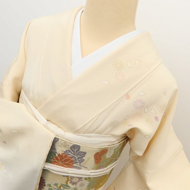 百華Y5747 新品 仕付け糸付 金駒刺繍 着物 正絹 手縫い仕立て 訪問着　