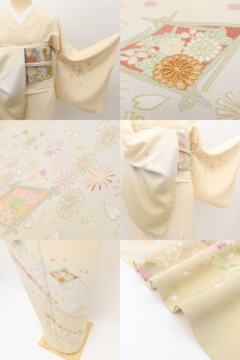 百華Y5747 新品 仕付け糸付 金駒刺繍 着物 正絹 手縫い仕立て 訪問着　
