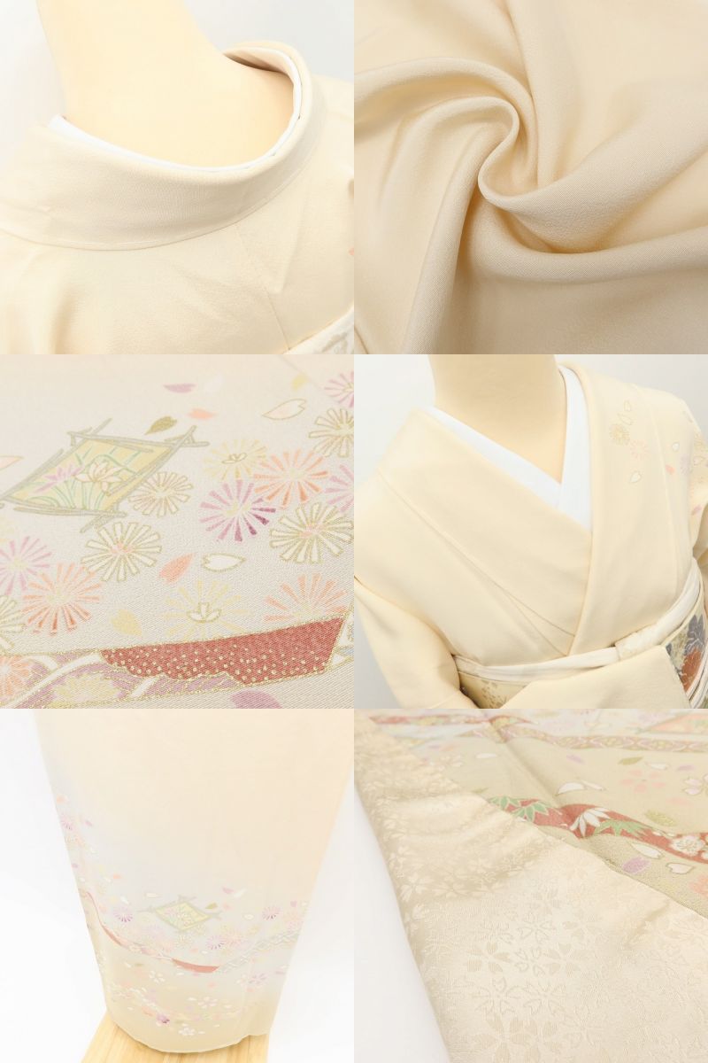 百華Y5747 新品 仕付け糸付 金駒刺繍 着物 正絹 手縫い仕立て 訪問着　