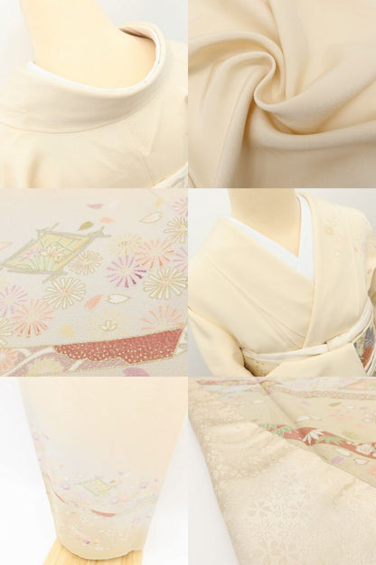 百華Y5747 新品 仕付け糸付 金駒刺繍 着物 正絹 手縫い仕立て 訪問着　