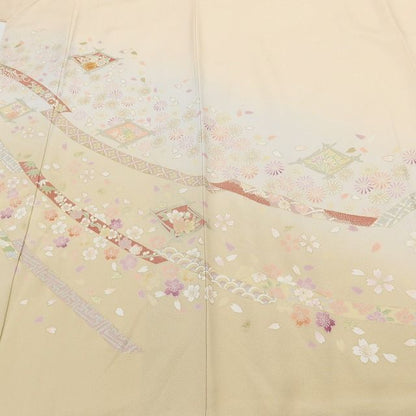 百華Y5747 新品 仕付け糸付 金駒刺繍 着物 正絹 手縫い仕立て 訪問着　
