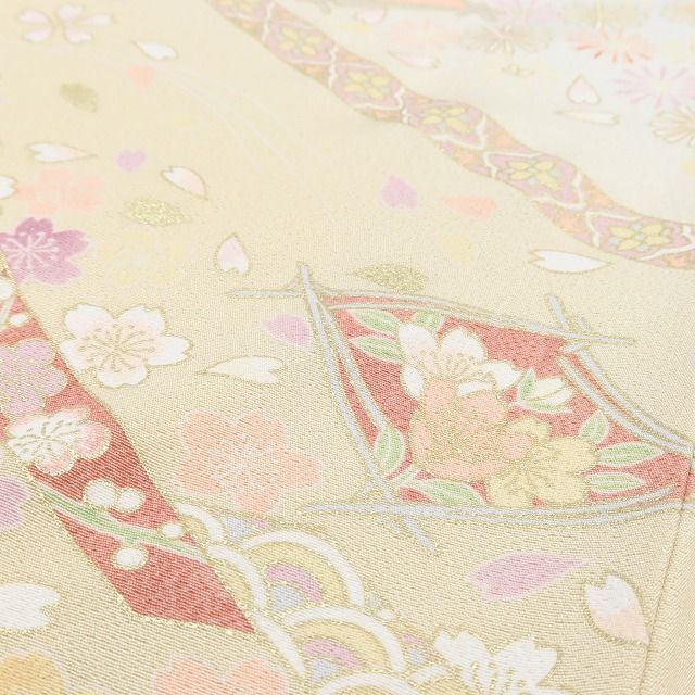 百華Y5747 新品 仕付け糸付 金駒刺繍 着物 正絹 手縫い仕立て 訪問着　