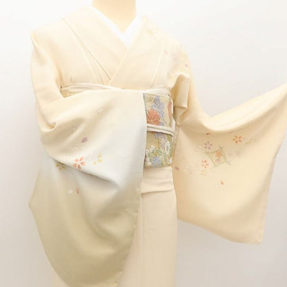 百華Y5747 新品 仕付け糸付 金駒刺繍 着物 正絹 手縫い仕立て 訪問着　