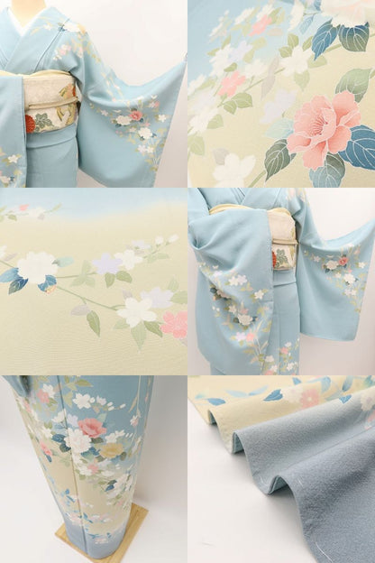 百華Y5748 新品 手描き友禅 仕付け糸付 着物 正絹 手縫い仕立て 訪問着