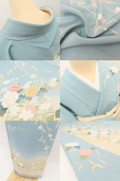 百華Y5748 新品 手描き友禅 仕付け糸付 着物 正絹 手縫い仕立て 訪問着