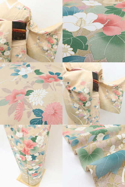 百華Y5749 美品 手描き友禅 着物 正絹 手縫い仕立て 訪問着