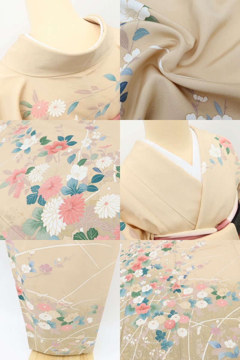 百華Y5749 美品 手描き友禅 着物 正絹 手縫い仕立て 訪問着