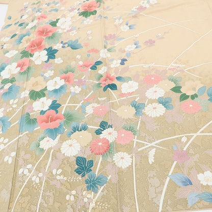 百華Y5749 美品 手描き友禅 着物 正絹 手縫い仕立て 訪問着
