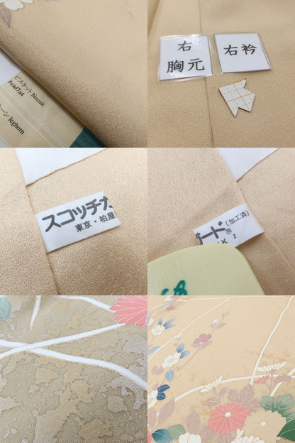 百華Y5749 美品 手描き友禅 着物 正絹 手縫い仕立て 訪問着