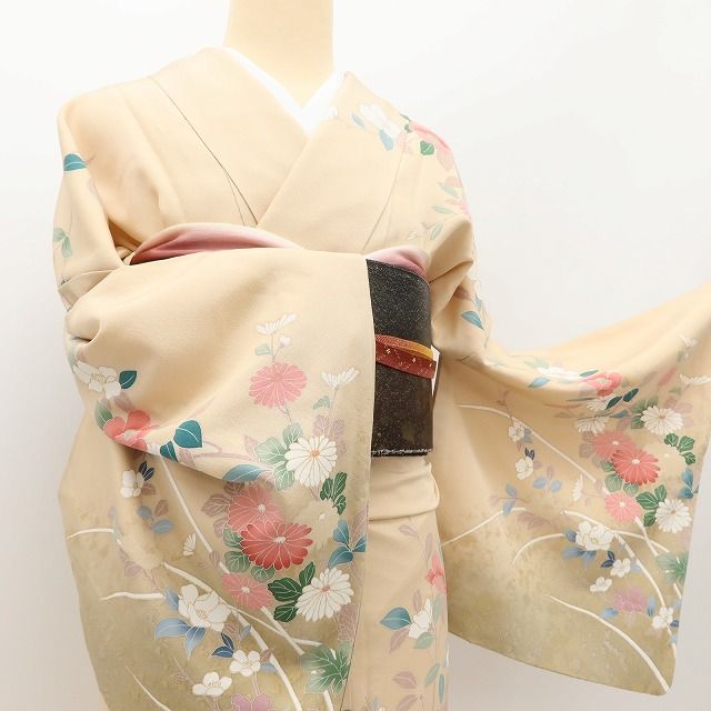 百華Y5749 美品 手描き友禅 着物 正絹 手縫い仕立て 訪問着