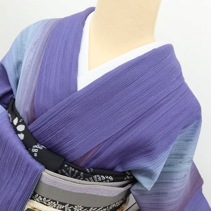 百華Y5755 美品 葡萄染 年輪 縦暈し 着物 正絹 手縫い仕立て 小紋