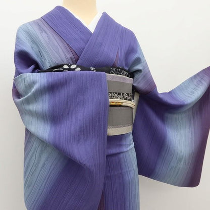 百華Y5755 美品 葡萄染 年輪 縦暈し 着物 正絹 手縫い仕立て 小紋