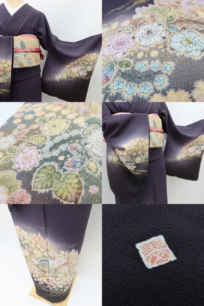 百華Y5757 新品 仕付け糸付 翠山工房落款 桐屋の辻ヶ花 トールサイズ 辻が花 着物 正絹 手縫い仕立て 訪問着