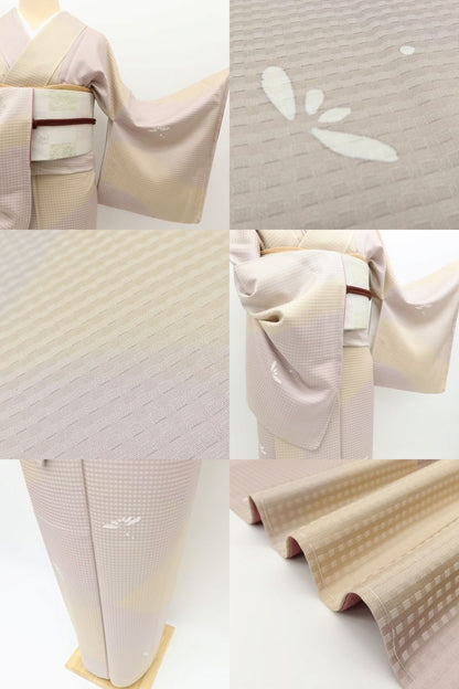 百華Y5758 新品 暈し 仕付け糸付 着物 正絹 手縫い仕立て 小紋
