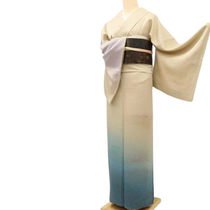 百華Y5760 美品 一つ紋 友禅作家 千地泰弘落款 着物 正絹 手縫い仕立て 訪問着
