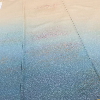 百華Y5760 美品 一つ紋 友禅作家 千地泰弘落款 着物 正絹 手縫い仕立て 訪問着