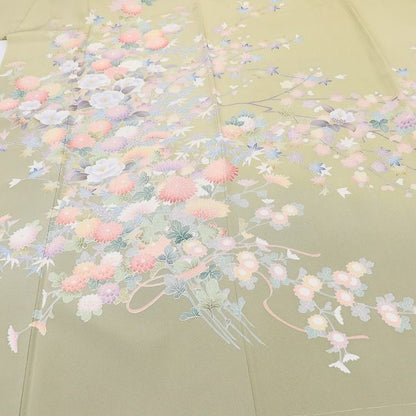 百華Y5769 新品 手描き友禅 仕付け糸付 椿 菊 楓 梅 着物 正絹 手縫い仕立て 訪問着