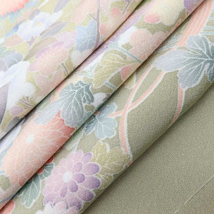 百華Y5769 新品 手描き友禅 仕付け糸付 椿 菊 楓 梅 着物 正絹 手縫い仕立て 訪問着