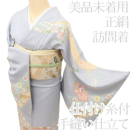 百華Y5771 美品未着用 仕付け糸付 着物 正絹 手縫い仕立て 訪問着