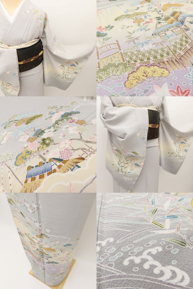 百華Y5777 新品 茶屋辻 松竹梅 桜 紅葉 仕付け糸付 着物 正絹 手縫い仕立て 訪問着