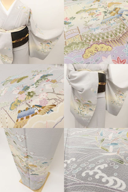 百華Y5777 新品 茶屋辻 松竹梅 桜 紅葉 仕付け糸付 着物 正絹 手縫い仕立て 訪問着