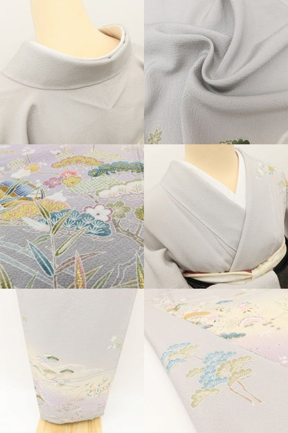百華Y5777 新品 茶屋辻 松竹梅 桜 紅葉 仕付け糸付 着物 正絹 手縫い仕立て 訪問着