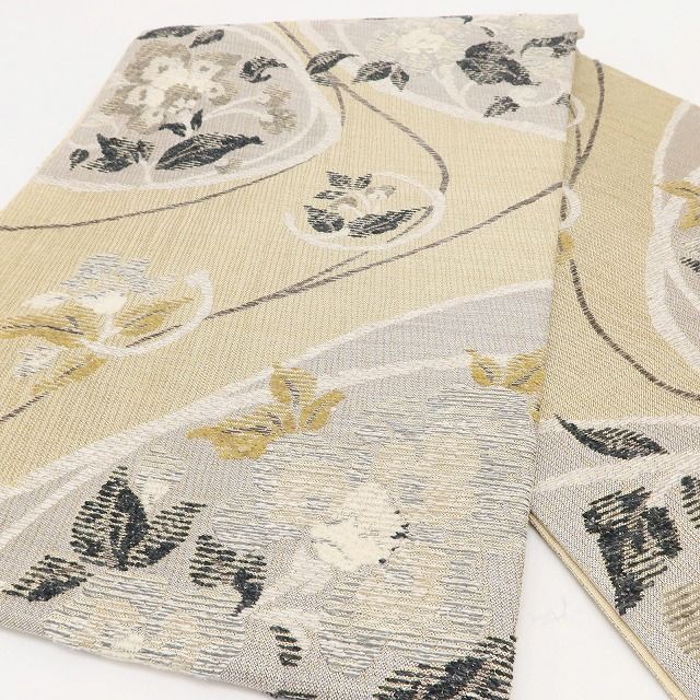 百華Y5781 美品 更紗裂取文様 着物 正絹 袋帯