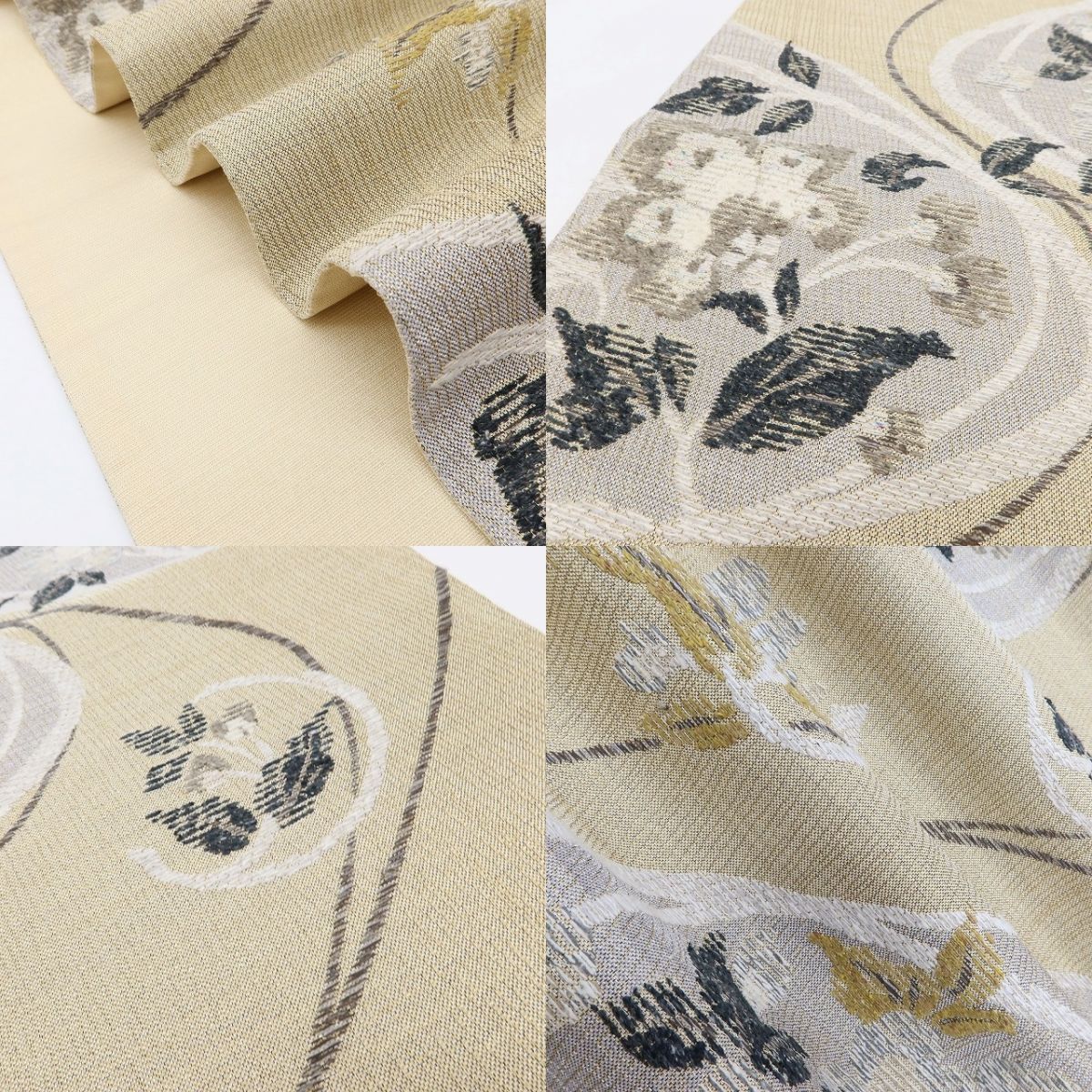 百華Y5781 美品 更紗裂取文様 着物 正絹 袋帯