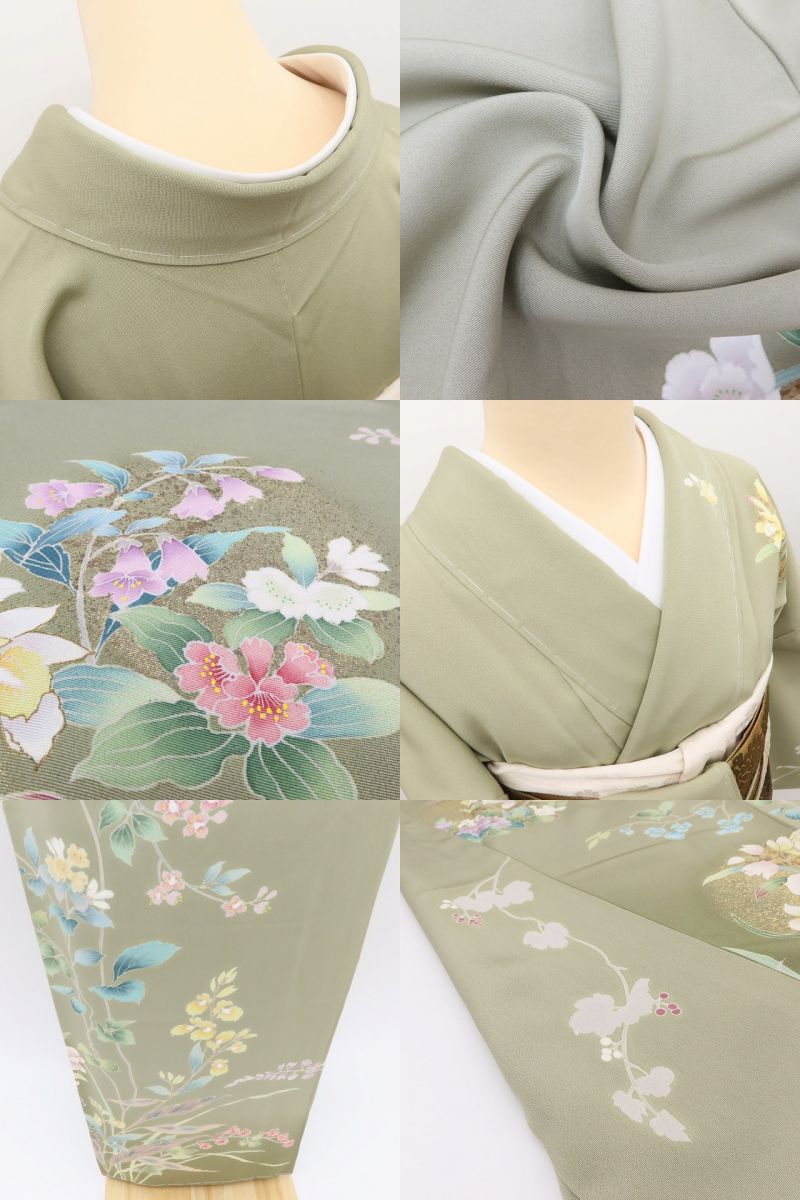 百華Y5782 美品未着用 仕付け糸付 手描き友禅 着物 正絹 手縫い仕立て 訪問着