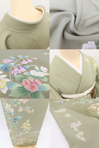 百華Y5782 美品未着用 仕付け糸付 手描き友禅 着物 正絹 手縫い仕立て 訪問着