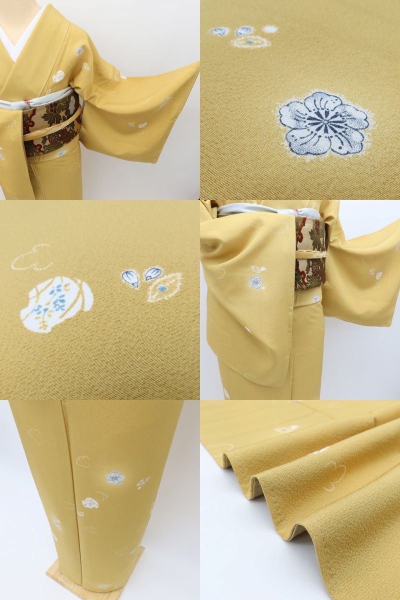 百華Y5785 新品 仕付け糸付 辻が花 一つ紋 着物 正絹 手縫い仕立て 小紋