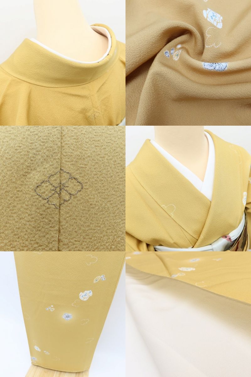 百華Y5785 新品 仕付け糸付 辻が花 一つ紋 着物 正絹 手縫い仕立て 小紋