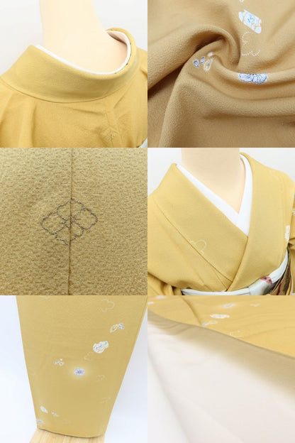 百華Y5785 新品 仕付け糸付 辻が花 一つ紋 着物 正絹 手縫い仕立て 小紋