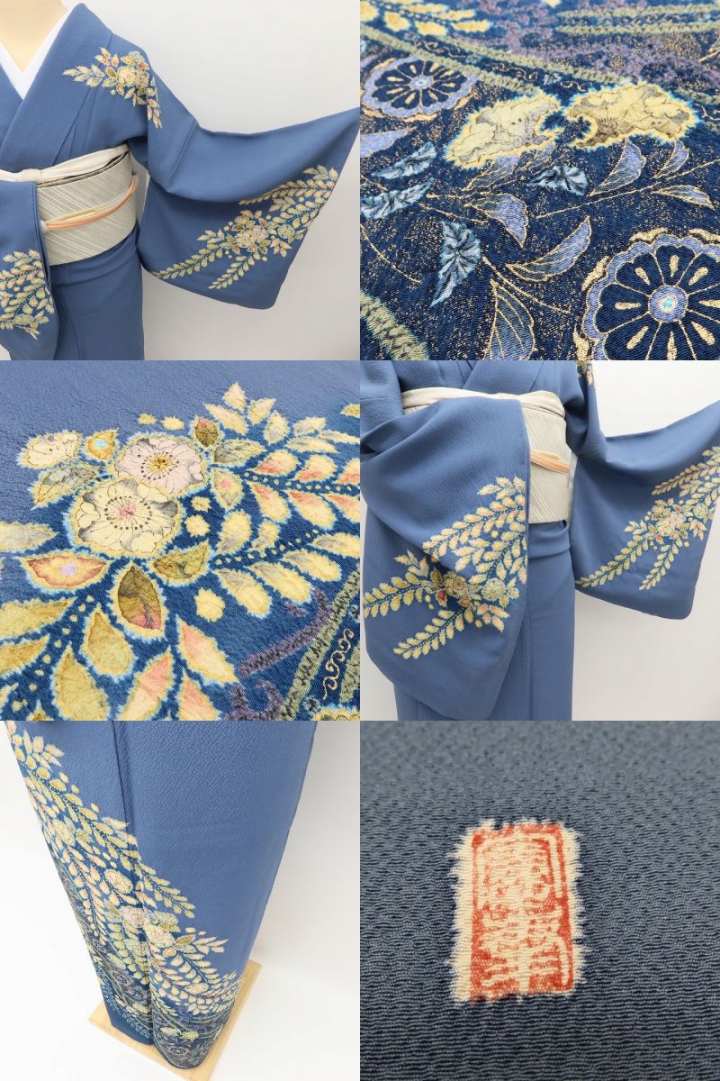 百華Y5787 美品 翠山工房 桐屋の辻ヶ花 徳永憲峯 落款 辻が花 着物 正絹 手縫い仕立て 訪問着