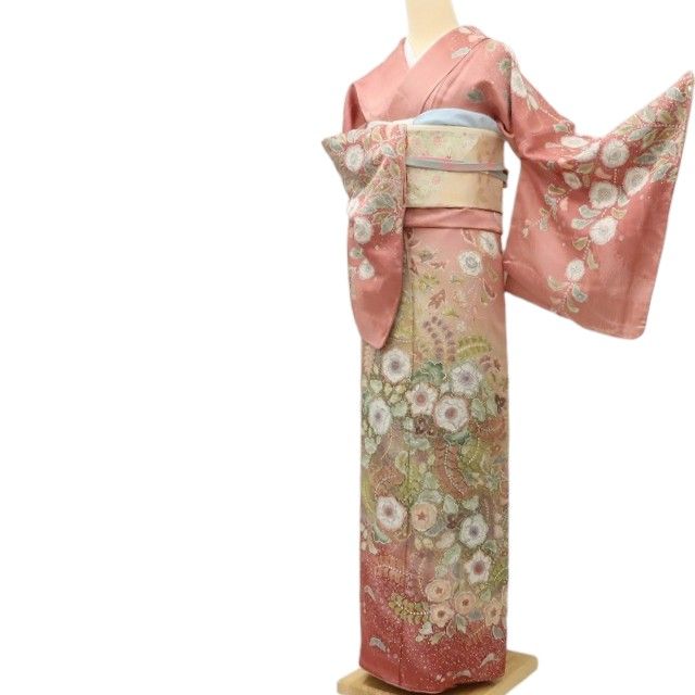 百華Y5788 新品 仕付け糸付 吉野一廉落款 辻が花 トールサイズ 着物 正絹 手縫い仕立て 訪問着