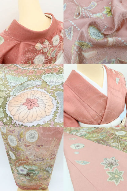 百華Y5788 新品 仕付け糸付 吉野一廉落款 辻が花 トールサイズ 着物 正絹 手縫い仕立て 訪問着
