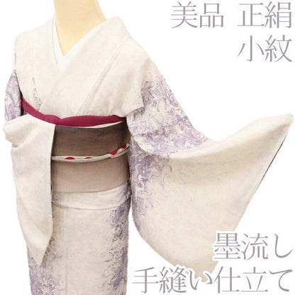 百華Y5791 美品 墨流し 着物 正絹 手縫い仕立て 小紋