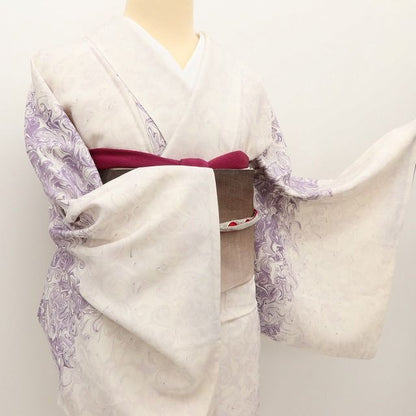 百華Y5791 美品 墨流し 着物 正絹 手縫い仕立て 小紋