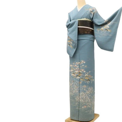 百華Y5792 新品 仕付け糸付 着物 松竹 桜 紅葉 千鳥 正絹 手縫い仕立て 訪問着