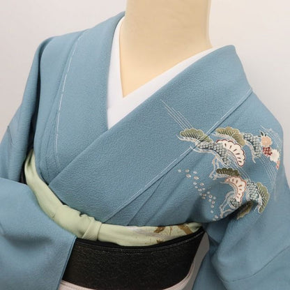 百華Y5792 新品 仕付け糸付 着物 松竹 桜 紅葉 千鳥 正絹 手縫い仕立て 訪問着
