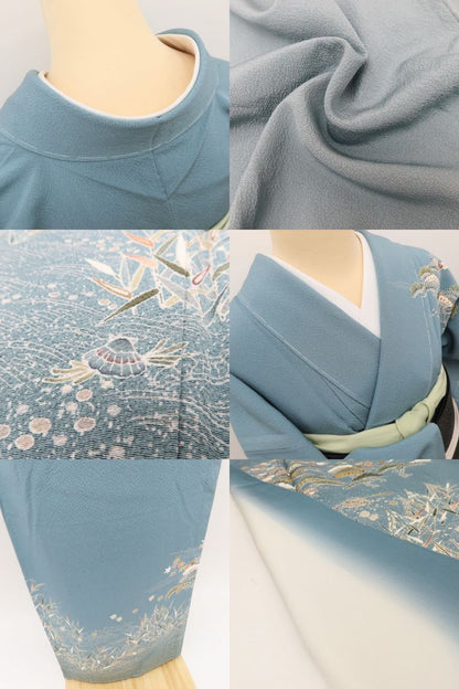 百華Y5792 新品 仕付け糸付 着物 松竹 桜 紅葉 千鳥 正絹 手縫い仕立て 訪問着