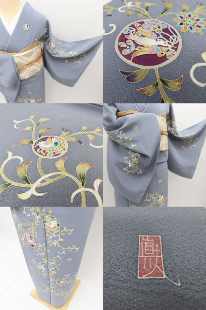 百華Y5794 新品 仕付け糸付 本加賀友禅 松井眞夫落款 Sサイズ 着物 正絹 手縫い仕立て 訪問着　