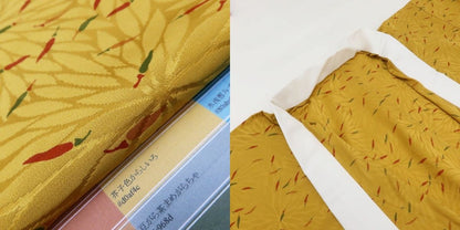 百華Y5797 新品 仕付け糸付 半襟付 唐辛子 菊 袖無双 単衣 正絹 手縫い仕立て 長襦袢