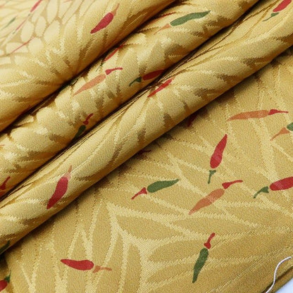 百華Y5797 新品 仕付け糸付 半襟付 唐辛子 菊 袖無双 単衣 正絹 手縫い仕立て 長襦袢