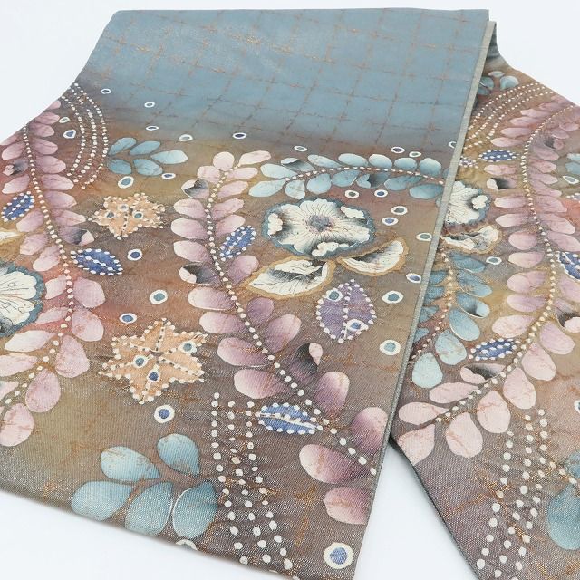百華Y5801 美品 辻が花 作家物落款 着物 正絹 袋帯