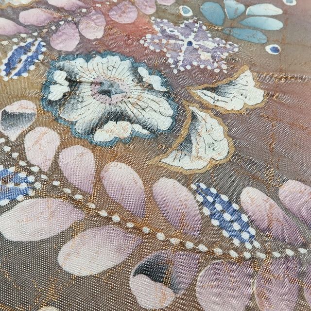 百華Y5801 美品 辻が花 作家物落款 着物 正絹 袋帯