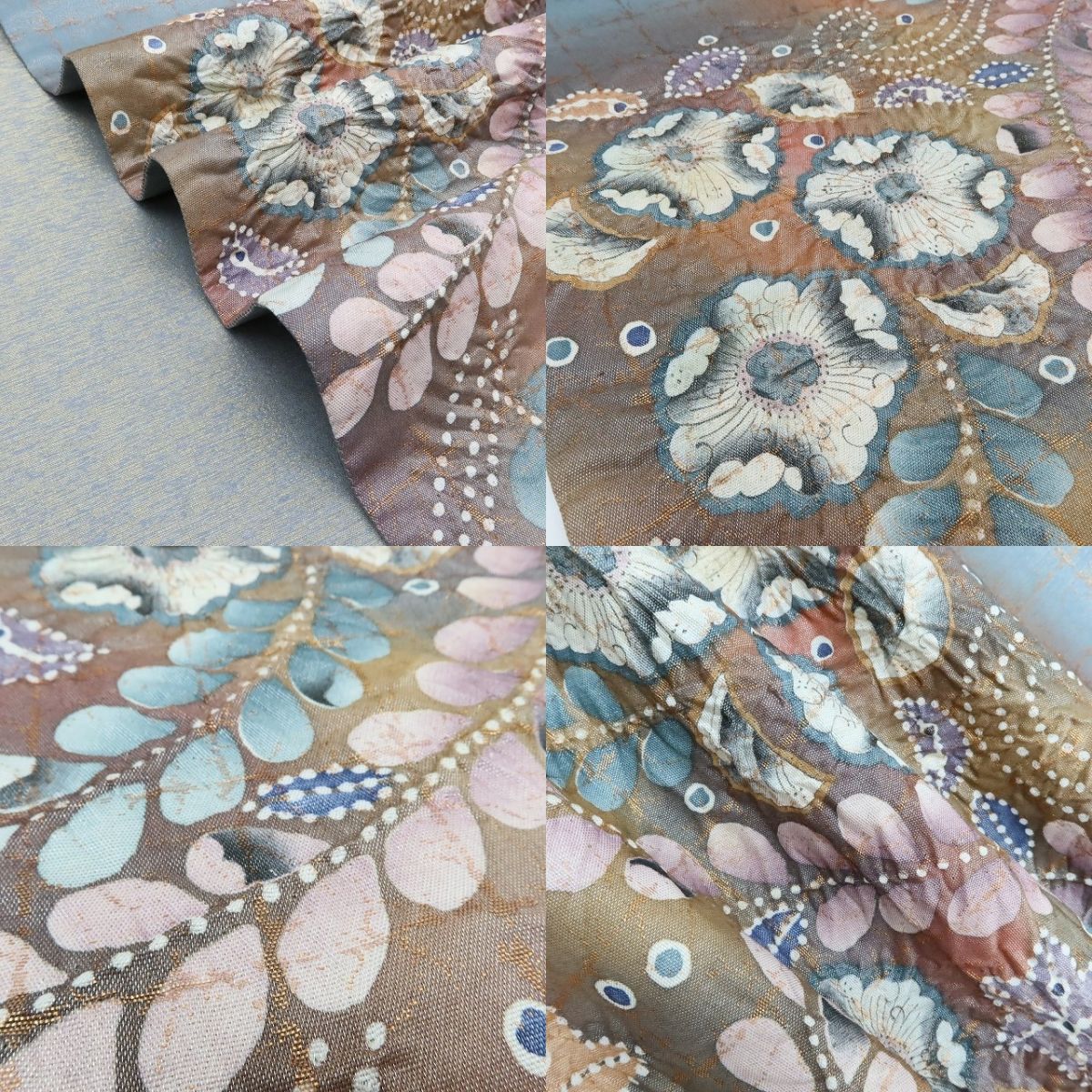 百華Y5801 美品 辻が花 作家物落款 着物 正絹 袋帯